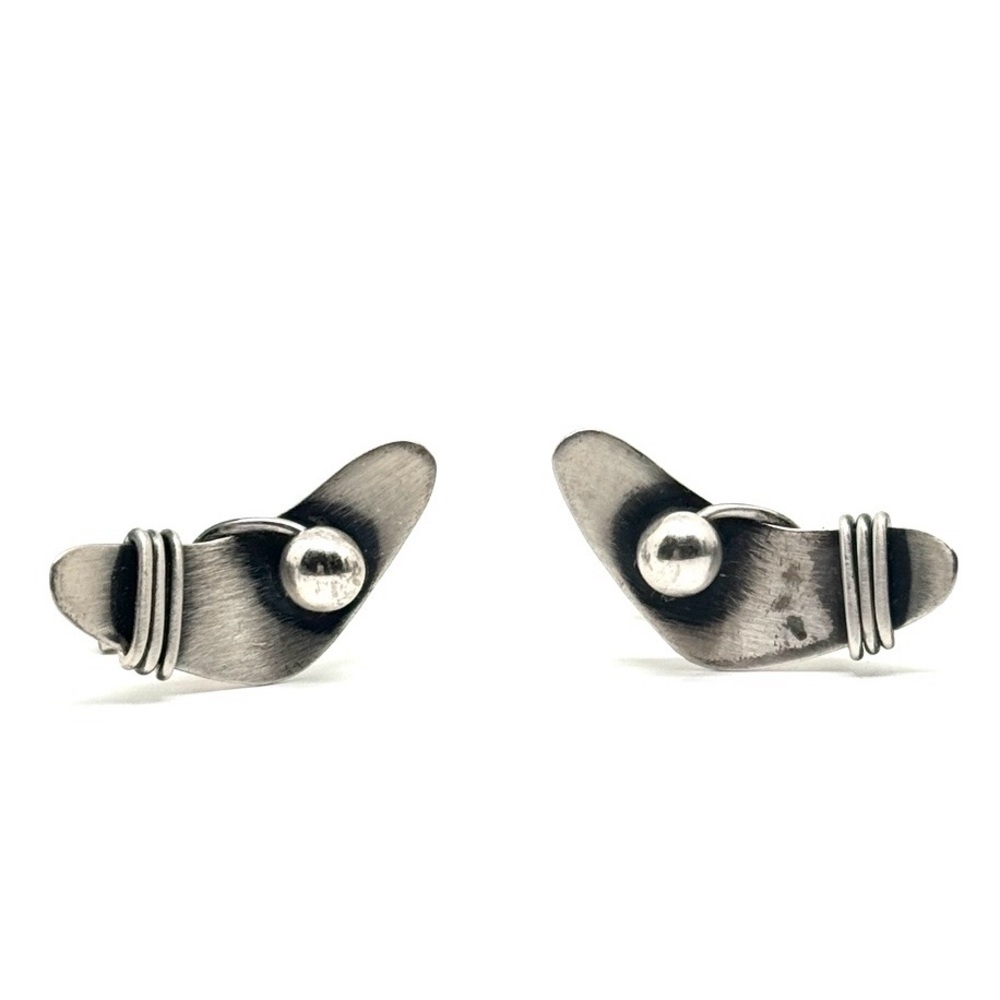 Rare Sterling Silver Modernist Cufflinks Otto Robert Bade Midcentury Vintage